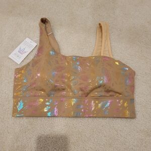 Crowned Athletics Riverbend Sports Bra With Colorful Foil Pattern